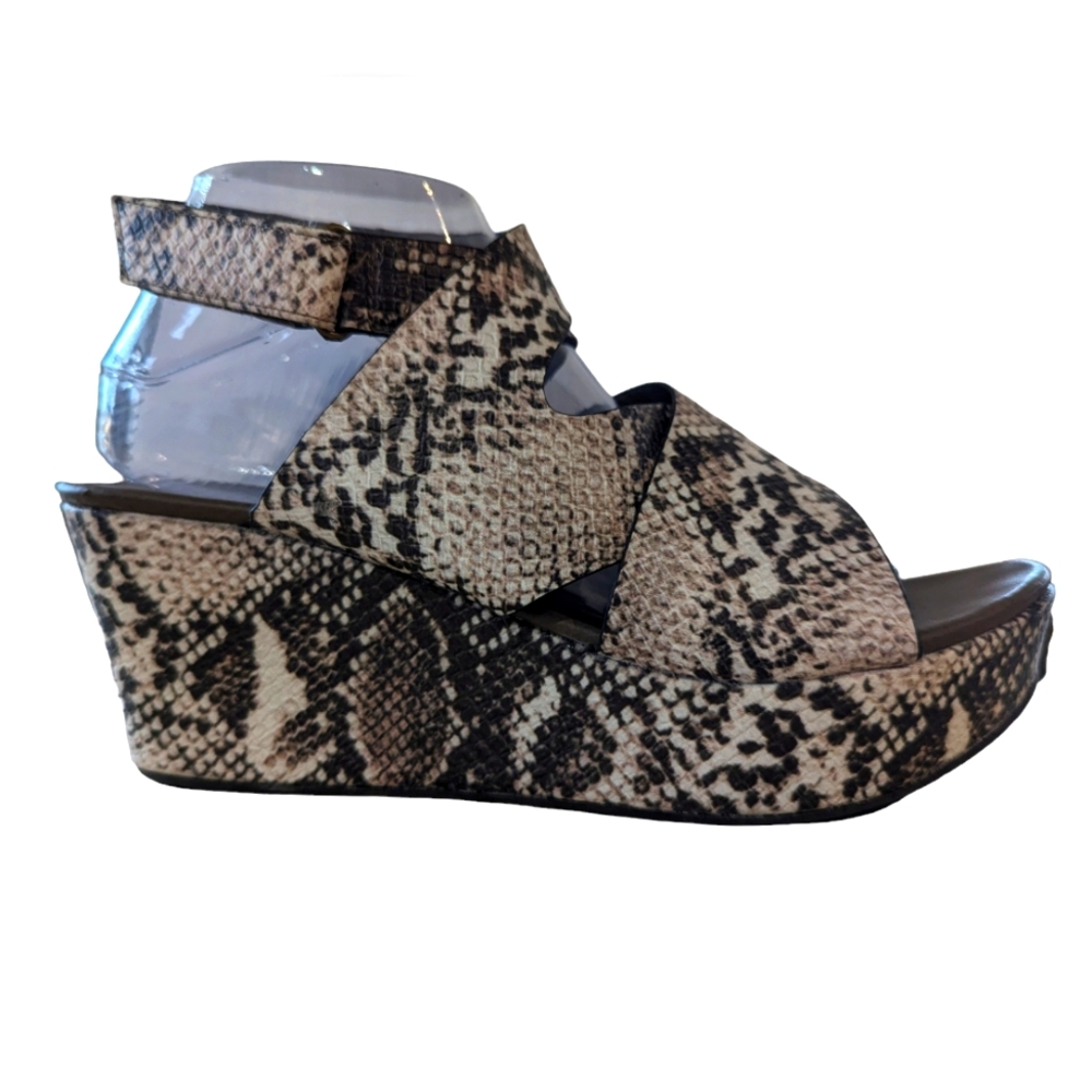 Pierre Dumas/Snakeskin/Wedge/Sandals/Sz 10